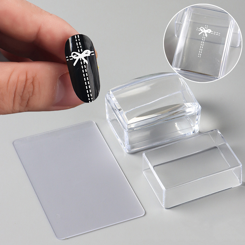 Nail Art Jelly - เครื่องปั๊มลายเล็บแบบใส พร้อมที่ขูด หัวซิลิโคน สำหรับติดลายเจลลี่แบบเร็ว ใส ง่าย