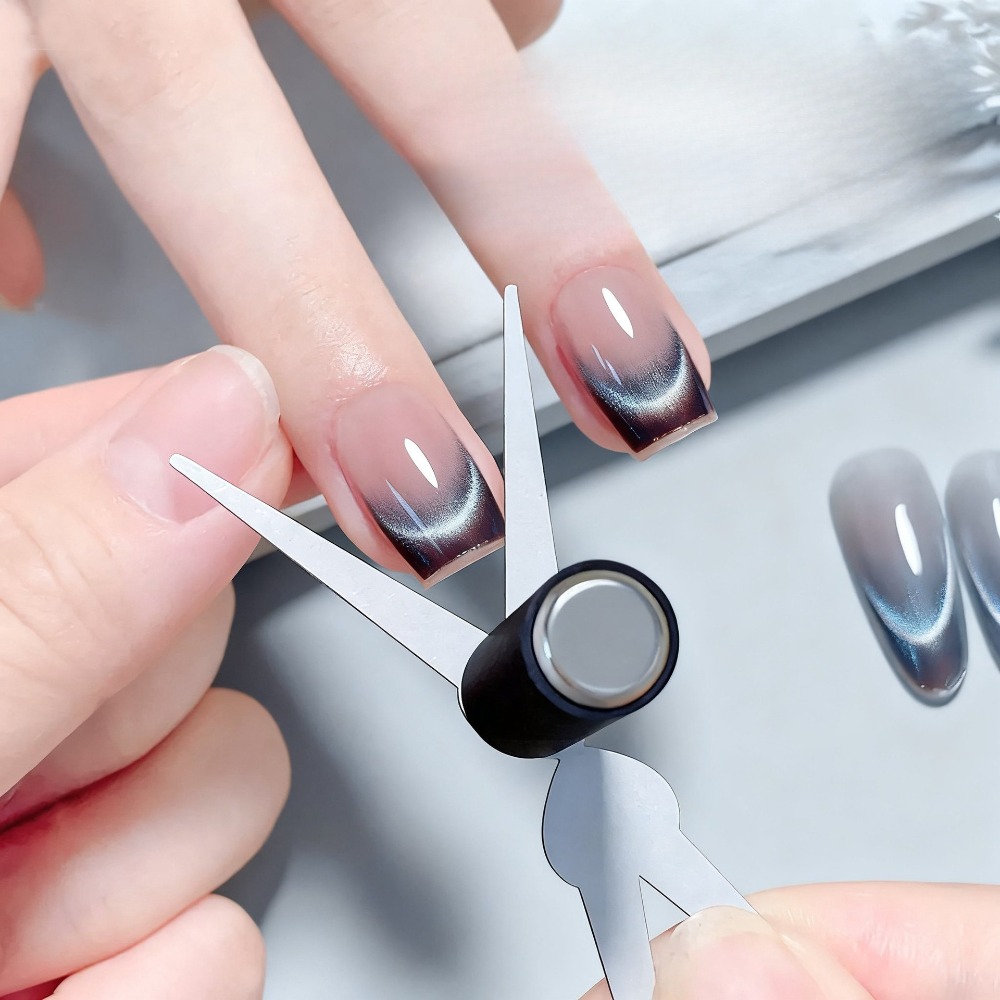 Nail Art Gel Polish - ชุดอุปกรณ์ทำเล็บแม่เหล็ก 3 มิติ แบบสองหัว สำหรับทำเล็บทรงฝรั่งเศส แม่เหล็กตาแมว