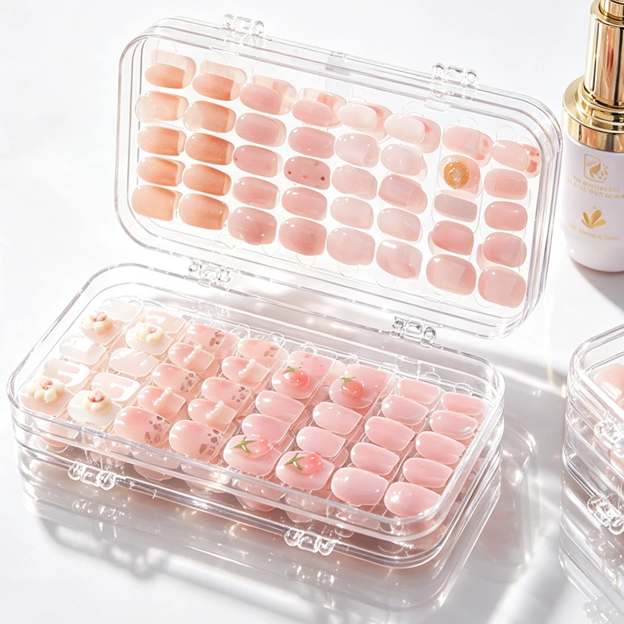 Nail Art Overlay - กล่องเก็บเล็บปลอมแบบพับได้ ป้องกันฝุ่น สำหรับจัดแสดงและเก็บเล็บปลอม เหมาะสำหรับร้านทำเล็บและงานออกแบบเล็บ DIY