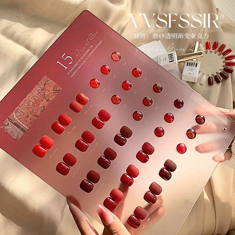 Nail Art Red Cherry - VVSFSSIR ชุดยาทาเล็บเจลสีแดง 15 สี, ซันเซ็ทโรสและเชอร์รี่เรด, เม็ดสีเข้มข้น
