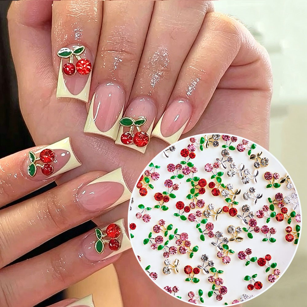เพชรตกแต่งเล็บ 3 มิติ สีชมพูแล - Nail Art Red Cherry บทวิจารณ์และราคา