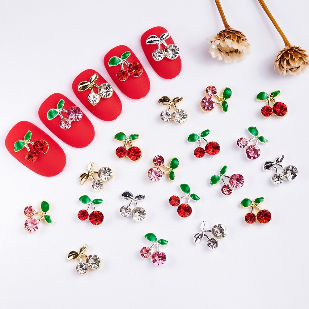เพชรตกแต่งเล็บ 3 มิติ สีชมพูแล - Nail Art Red Cherry บทวิจารณ์และราคา