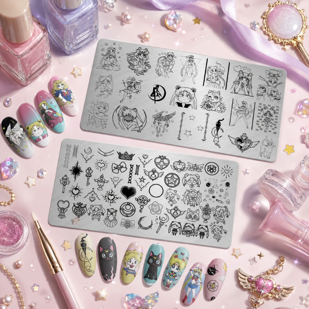 แผ่นปั๊มลายเล็บอนิเมะเซเลอร์มู - Nail Art Inspo บทวิจารณ์และราคา