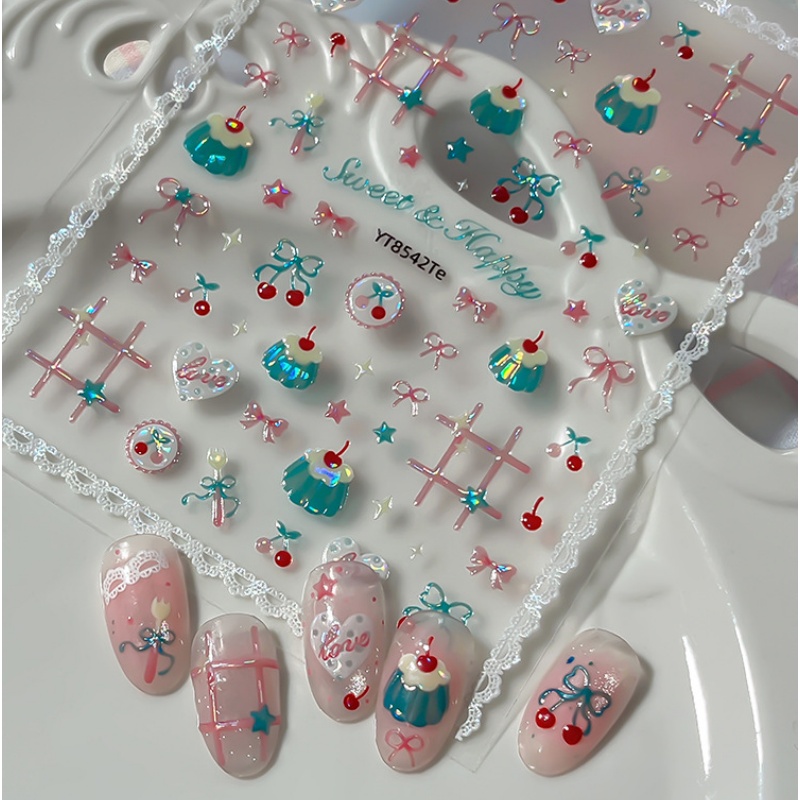 สติกเกอร์ติดเล็บลายเชอร์รี่สีแ - Nail Art Red Cherry บทวิจารณ์และราคา