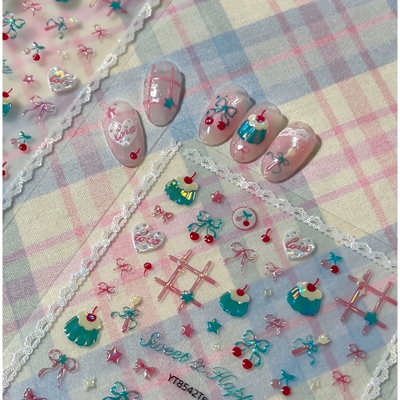 สติกเกอร์ติดเล็บลายเชอร์รี่สีแ - Nail Art Red Cherry บทวิจารณ์และราคา
