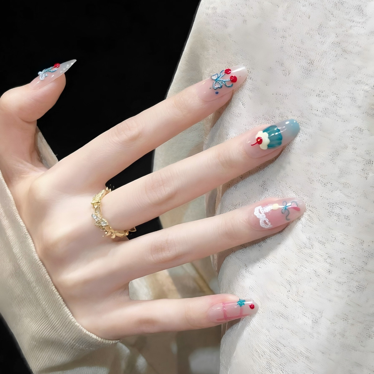สติกเกอร์ติดเล็บลายเชอร์รี่สีแ - Nail Art Red Cherry บทวิจารณ์และราคา