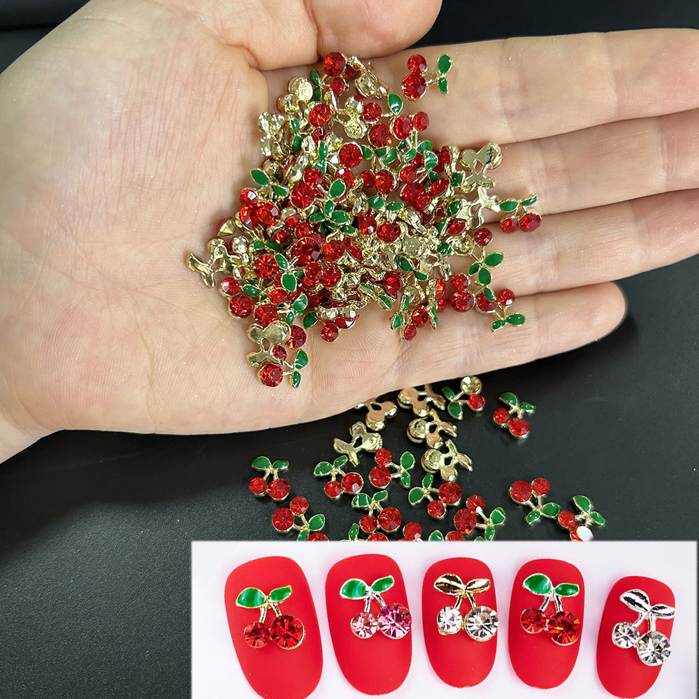 20ชิ้น/ถุงชาร์มเล็บรูปต้นซากุร - Nail Art Red Cherry บทวิจารณ์และราคา