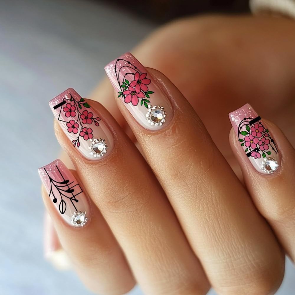 แผ่นปั๊มลายเล็บลายดอกไม้ 3 ชิ้ - Nail Art Inspo บทวิจารณ์และราคา