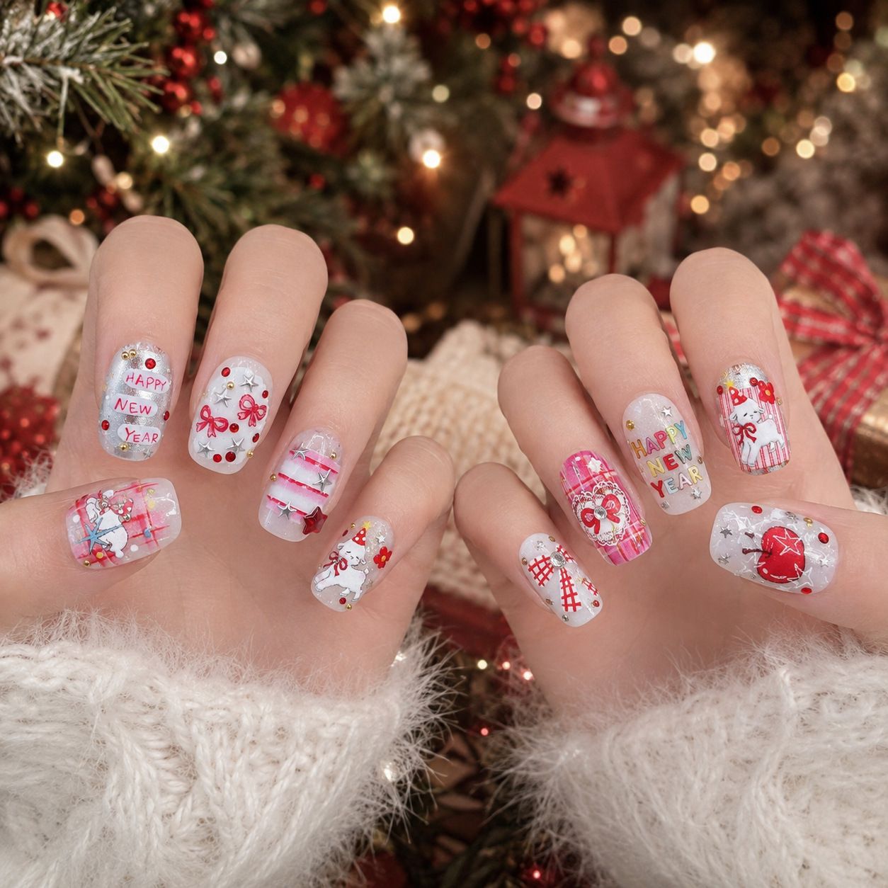 สติ๊กเกอร์ติดเล็บ 5D สีแดงเทศก - Nail Art Red Cherry บทวิจารณ์และราคา