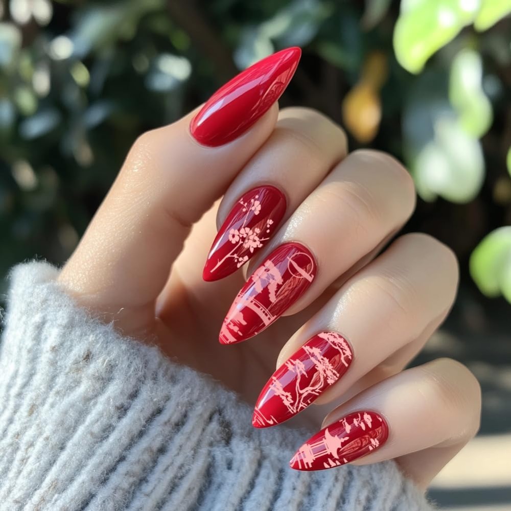 3ชิ้นคลาสสิกจีนสวนเล็บแม่แบบสไ - Nail Art Inspo บทวิจารณ์และราคา