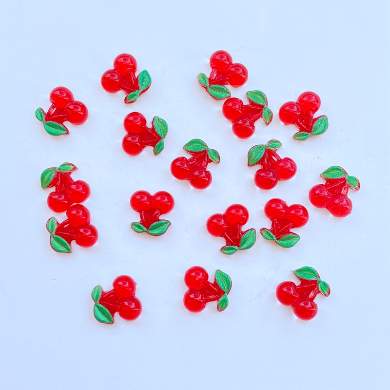 50 ชิ้น เรซิ่น ลายเชอร์รี่สีแด - Nail Art Red Cherry บทวิจารณ์และราคา