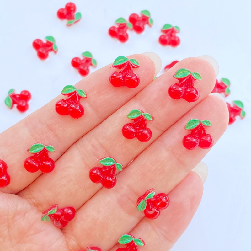 50 ชิ้น เรซิ่น ลายเชอร์รี่สีแด - Nail Art Red Cherry บทวิจารณ์และราคา