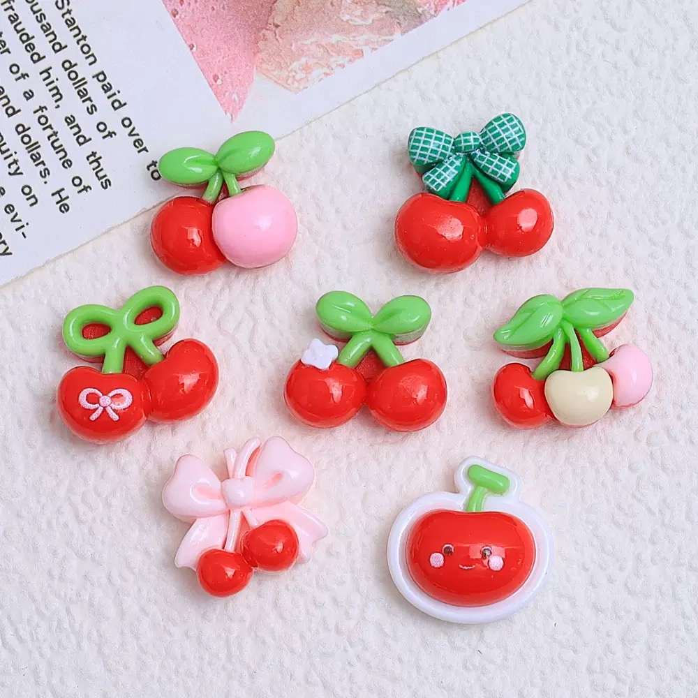20 ชิ้นน่ารัก Mini การ์ตูนต่าง - Nail Art Red Cherry บทวิจารณ์และราคา