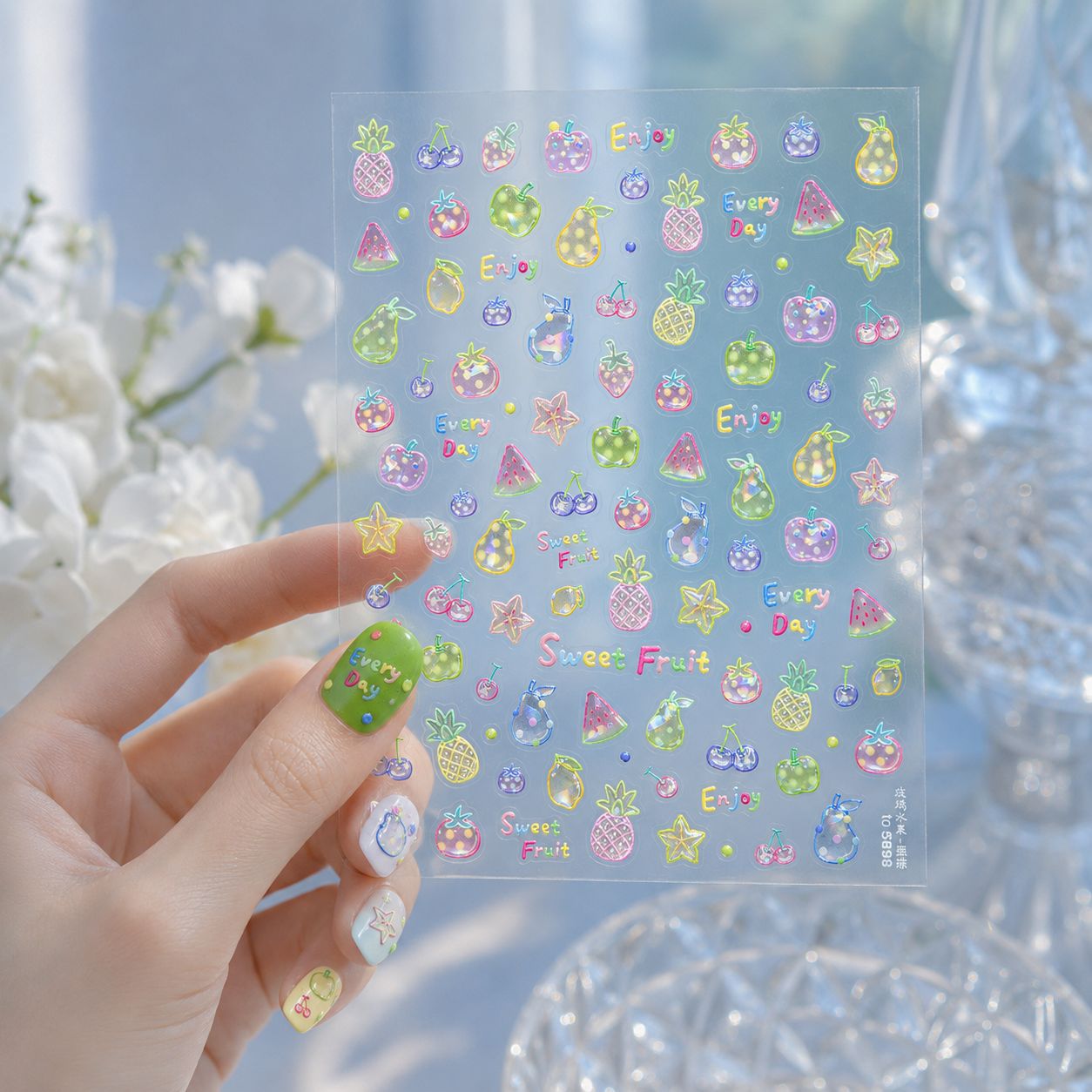 สติ๊กเกอร์ติดเล็บ 5D ลายเยลลี่ - Nail Art Red Cherry บทวิจารณ์และราคา