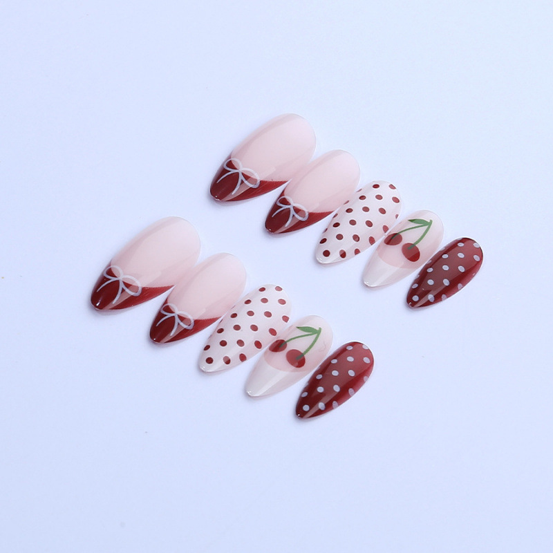 เล็บปลอมแบบกดติด 24 ชิ้น สีแดง - Nail Art Red Cherry บทวิจารณ์และราคา