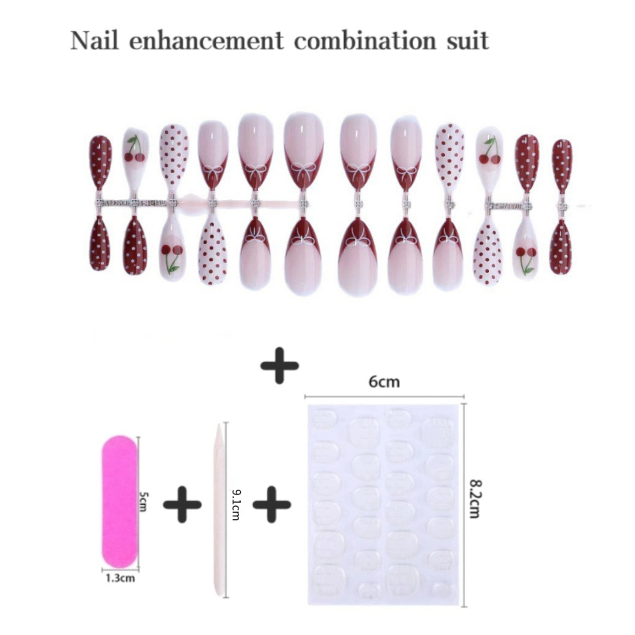 เล็บปลอมแบบกดติด 24 ชิ้น สีแดง - Nail Art Red Cherry บทวิจารณ์และราคา