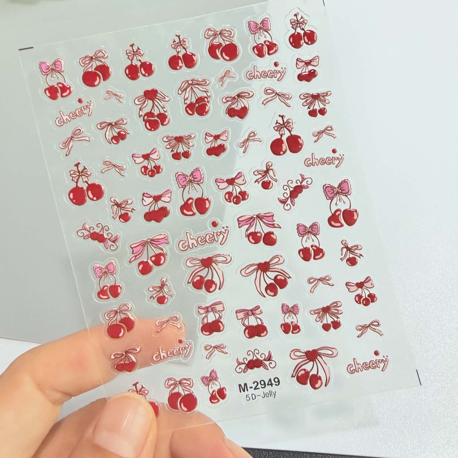 สติกเกอร์ติดเล็บลายเชอร์รี 5D  - Nail Art Red Cherry บทวิจารณ์และราคา