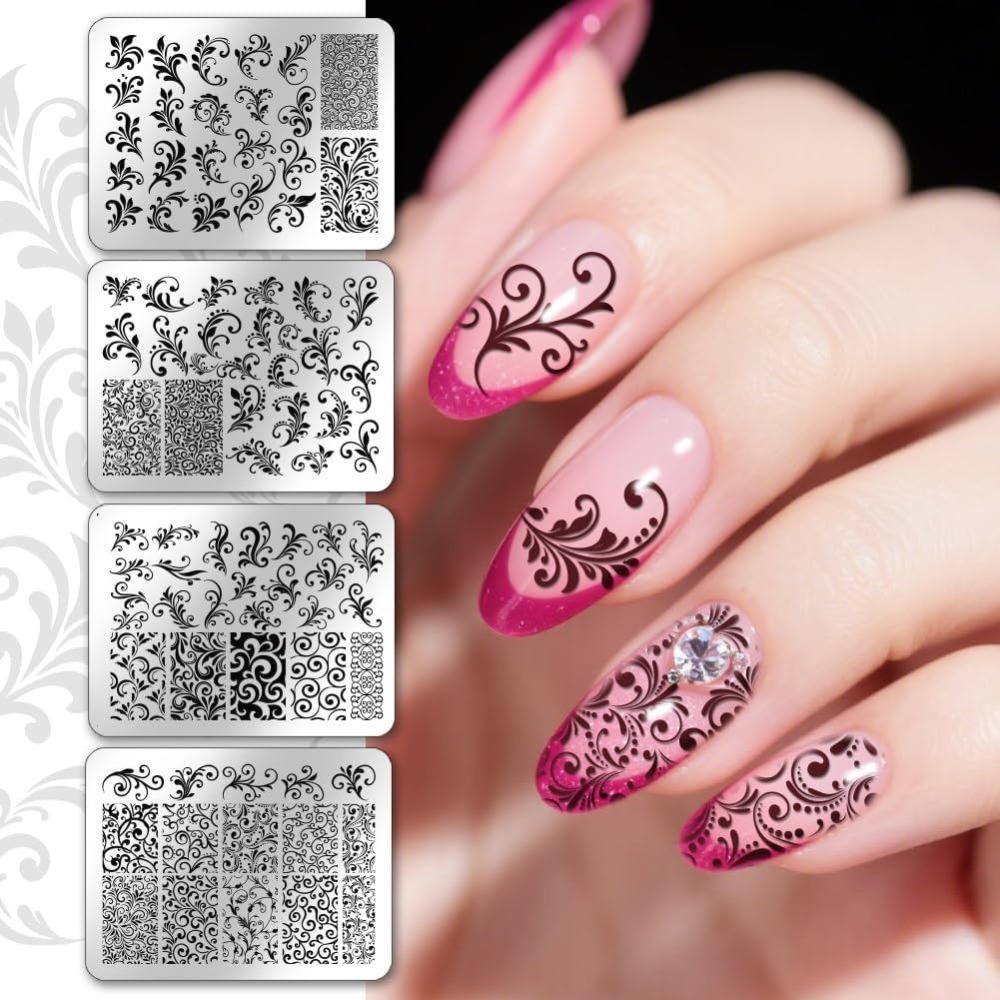 แผ่นปั๊มลายเล็บลายหมุน 4 ชิ้น  - Nail Art Inspo บทวิจารณ์และราคา
