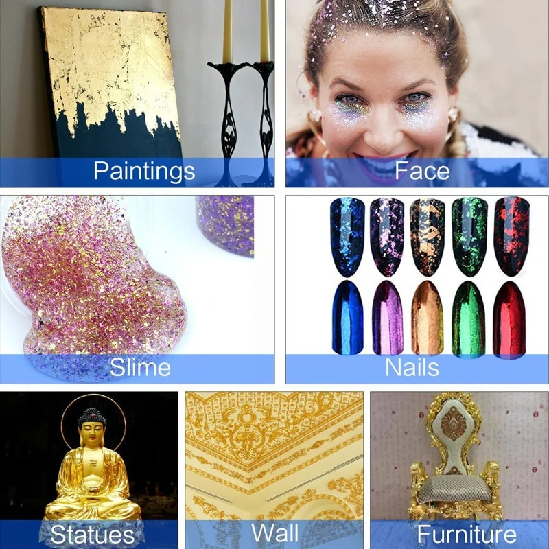 กระดาษฟอยล์เลียนแบบทองเงิน 500 - Nail Art Gold บทวิจารณ์และราคา
