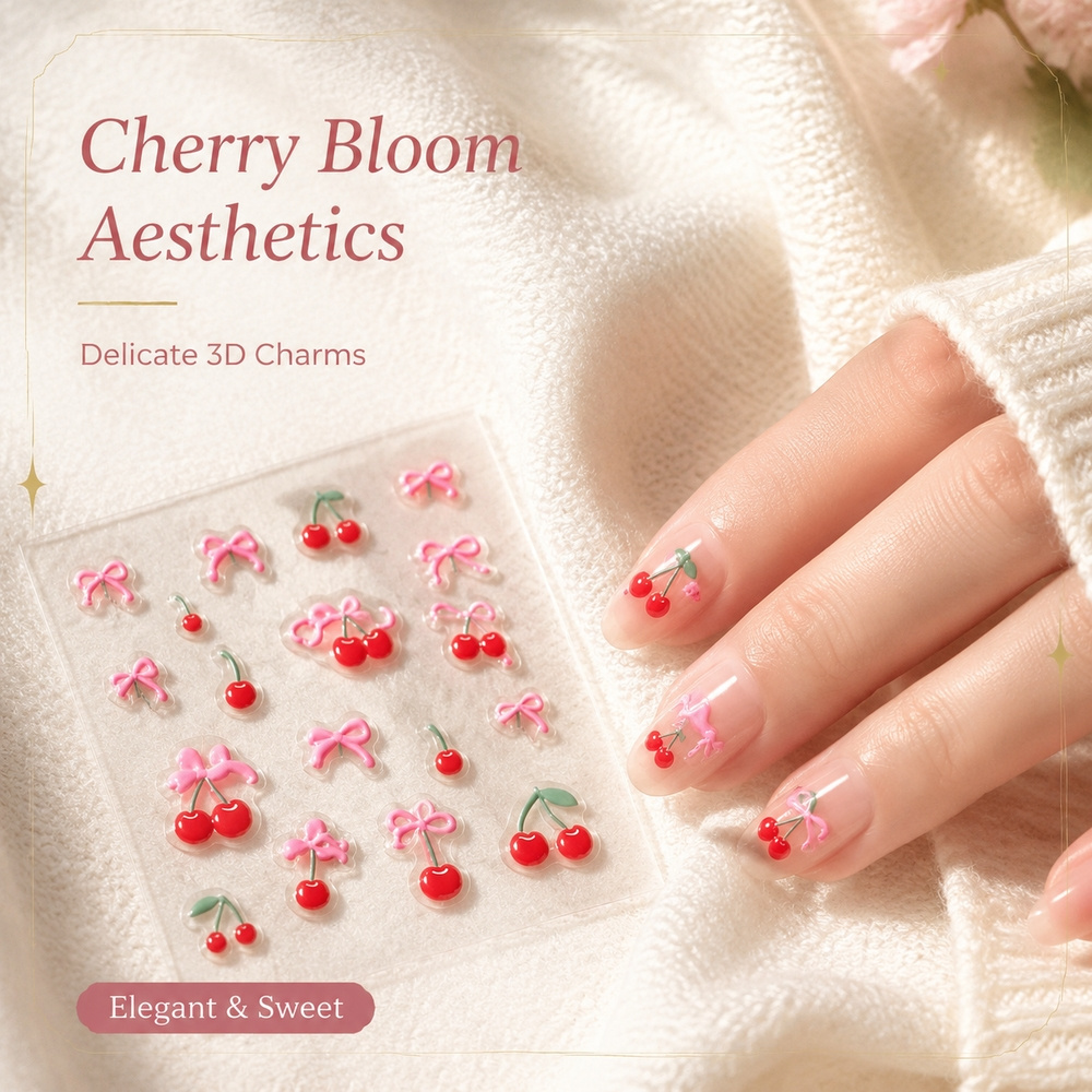 สติ๊กเกอร์ติดเล็บ 1 แผ่น สไตล์ - Nail Art Red Cherry บทวิจารณ์และราคา