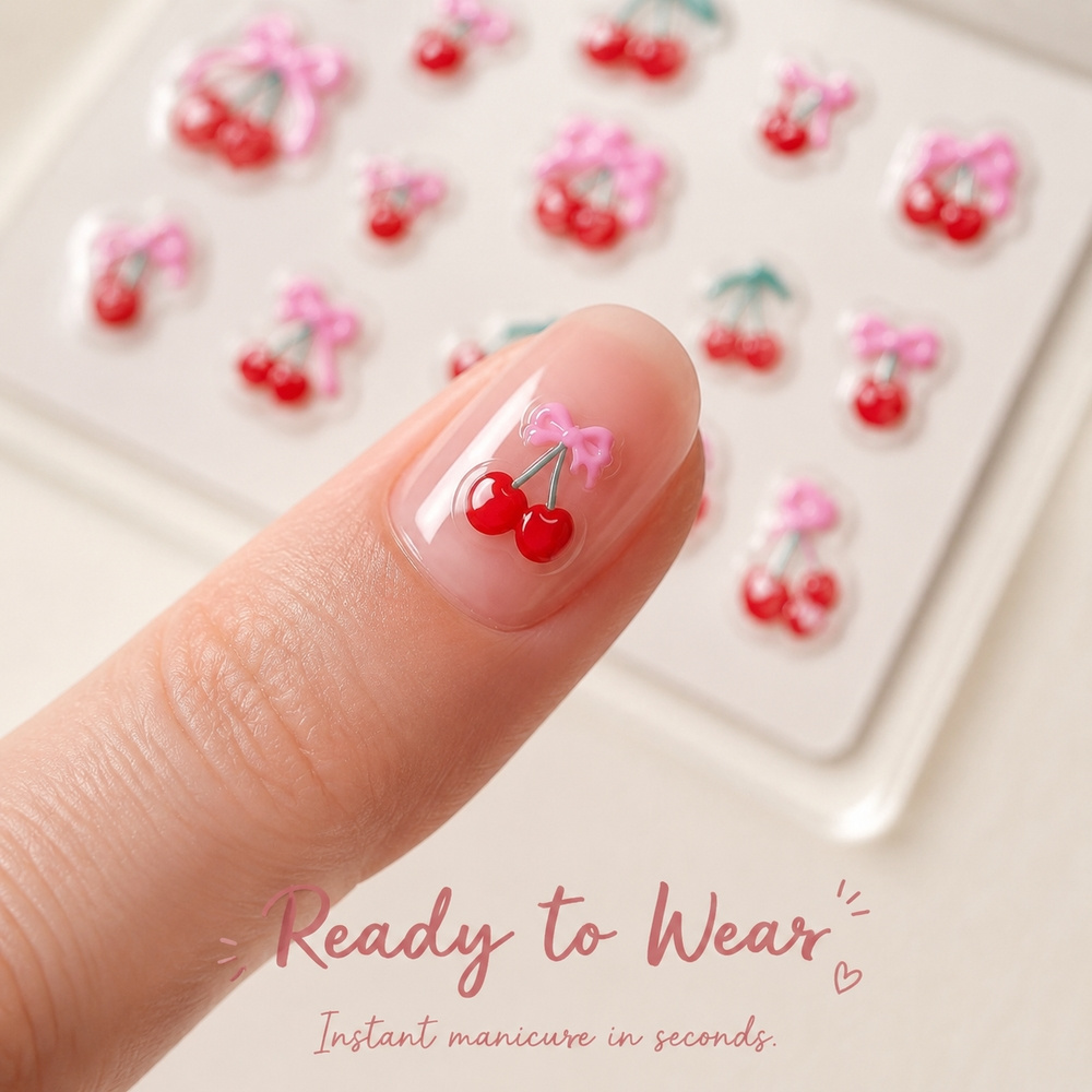 สติ๊กเกอร์ติดเล็บ 1 แผ่น สไตล์ - Nail Art Red Cherry บทวิจารณ์และราคา