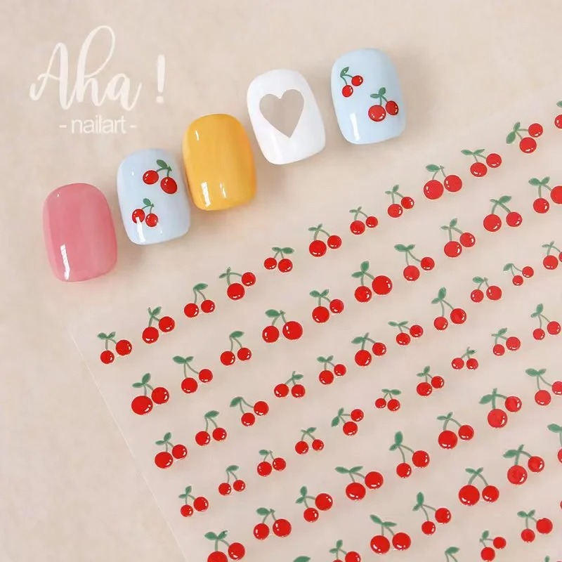 1 แผ่น 3D เชอร์รี่หวานผลไม้สติ - Nail Art Red Cherry บทวิจารณ์และราคา