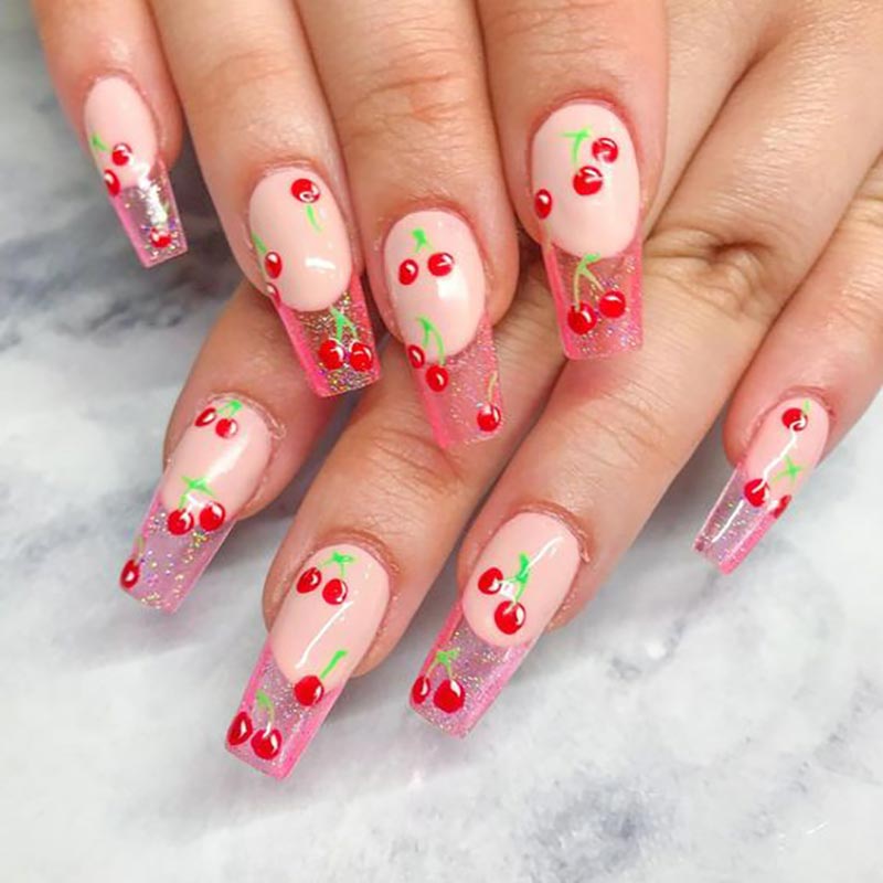 1 แผ่น 3D เชอร์รี่หวานผลไม้สติ - Nail Art Red Cherry บทวิจารณ์และราคา