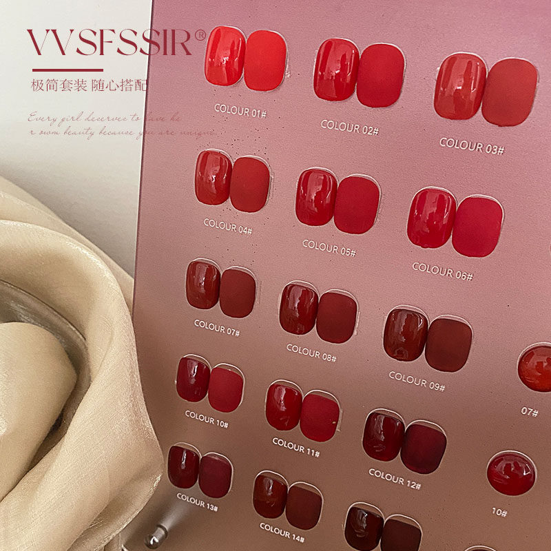 VVSFSSIR ชุดยาทาเล็บเจลสีแดง 1 - Nail Art Red Cherry บทวิจารณ์และราคา