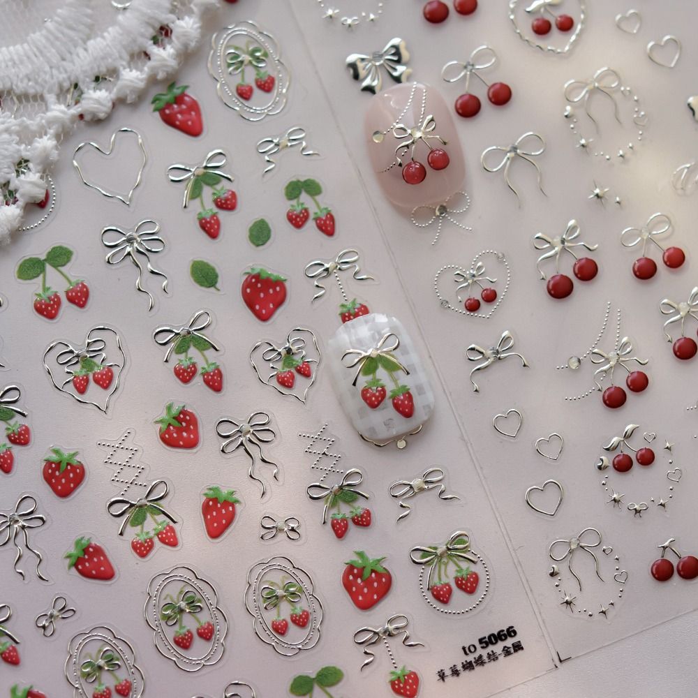 สติกเกอร์ติดเล็บ 5 มิติ ลายโบว - Nail Art Red Cherry บทวิจารณ์และราคา