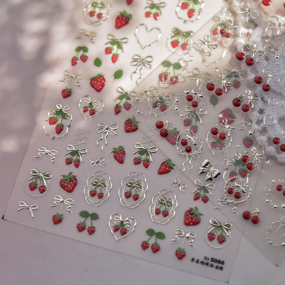 สติกเกอร์ติดเล็บ 5 มิติ ลายโบว - Nail Art Red Cherry บทวิจารณ์และราคา