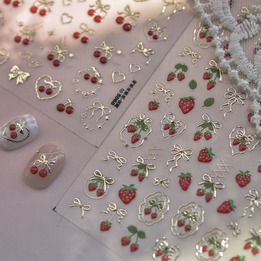 สติกเกอร์ติดเล็บ 5 มิติ ลายโบว - Nail Art Red Cherry บทวิจารณ์และราคา